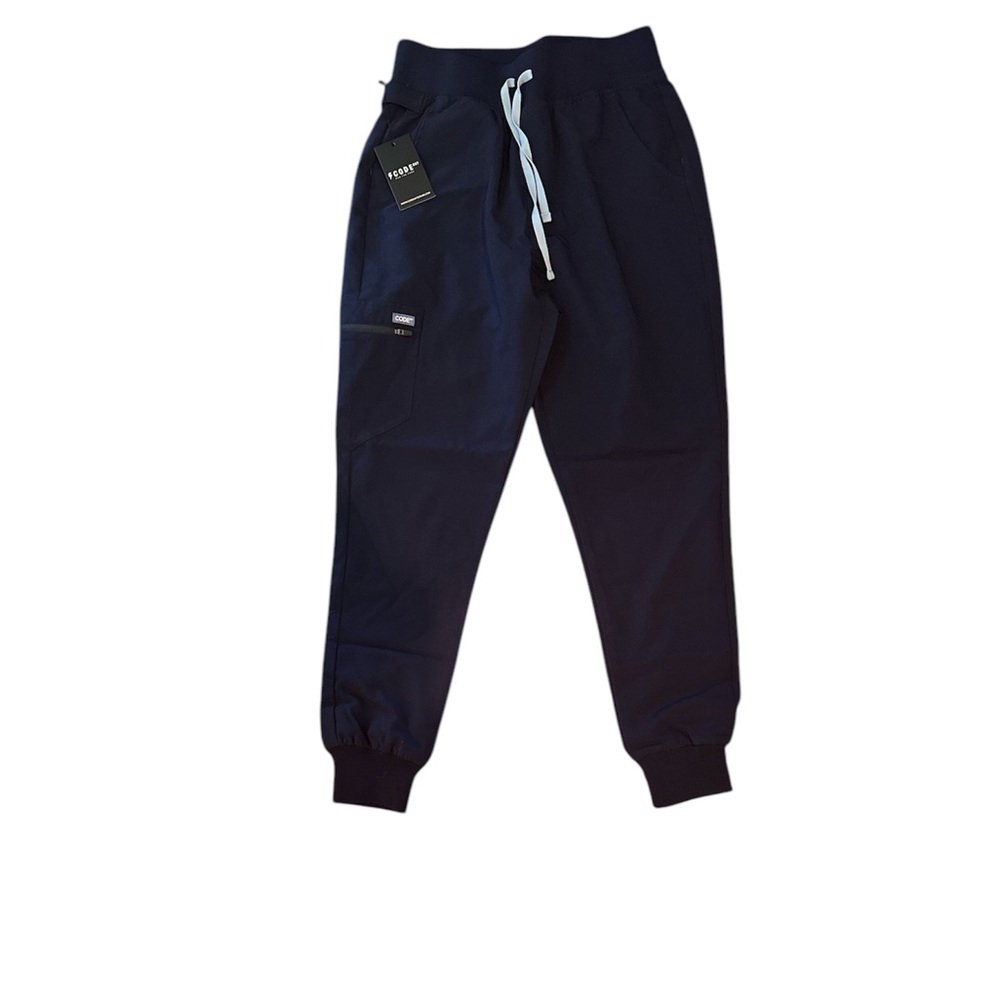 code NXT navy blue high waisted jogger scrub pants
